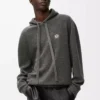 Yünlü gri kapüşonlu sweatshirt