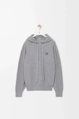Yünlü kapüşonlu sweatshirt Açık gri melanj