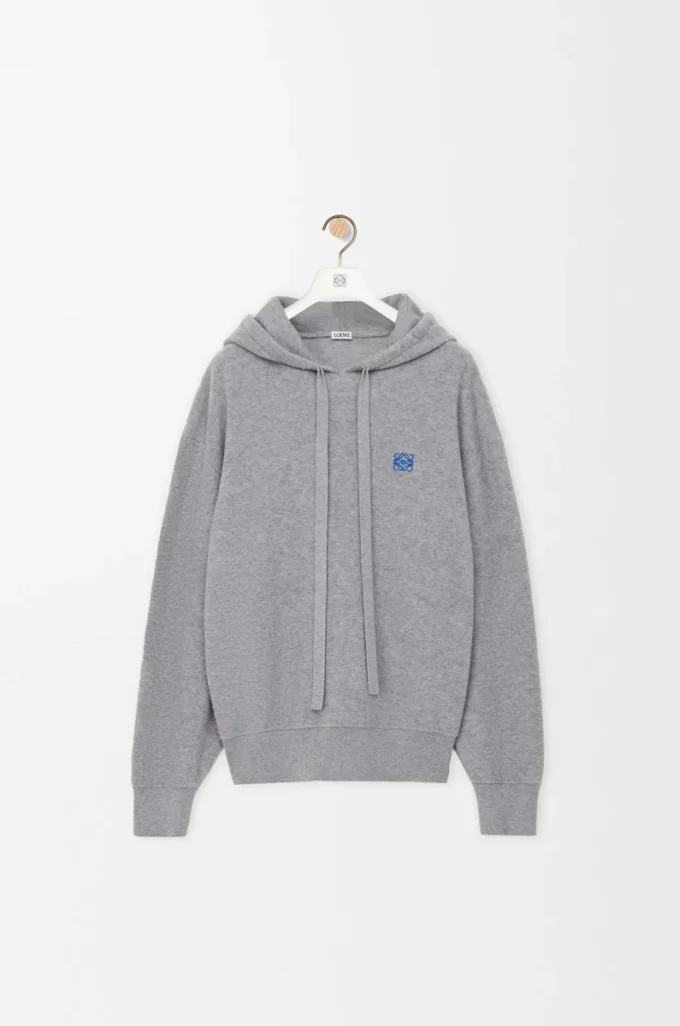 Yünlü kapüşonlu sweatshirt Açık gri melanj