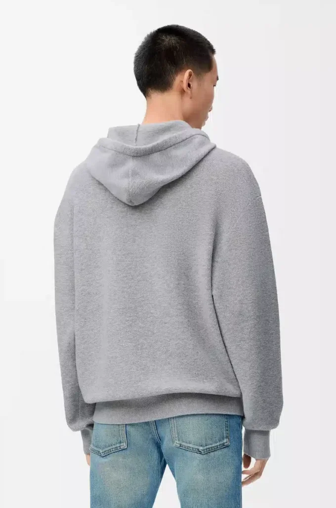 Yünlü kapüşonlu sweatshirt Açık gri melanj