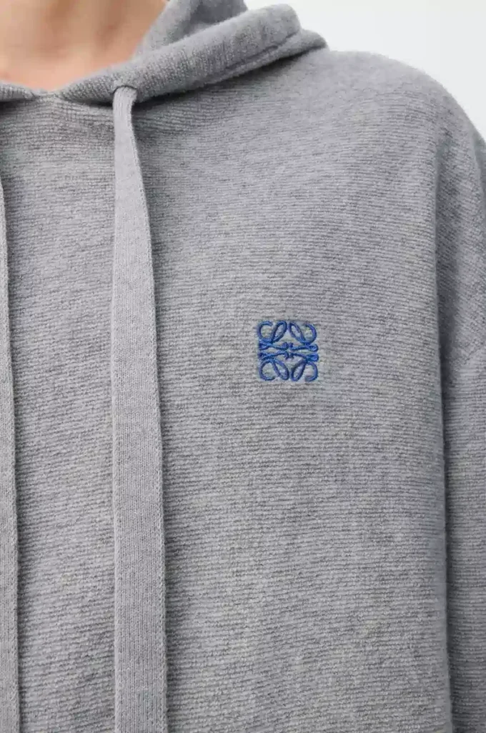 Yünlü kapüşonlu sweatshirt Açık gri melanj