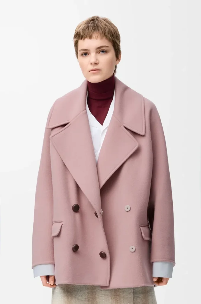 Yünlü kısa ceket Pembe