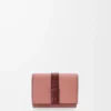 Yumuşak damarlı dana derisinden üç katlı cüzdan Blush/Mahogany