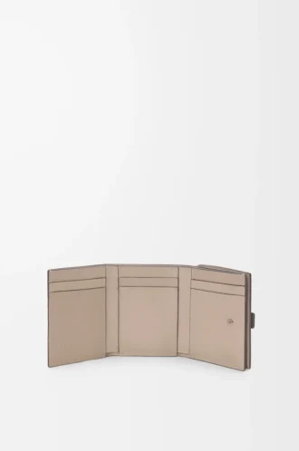 Yumuşak damarlı dana derisinden üç katlı cüzdan Taupe/Talc