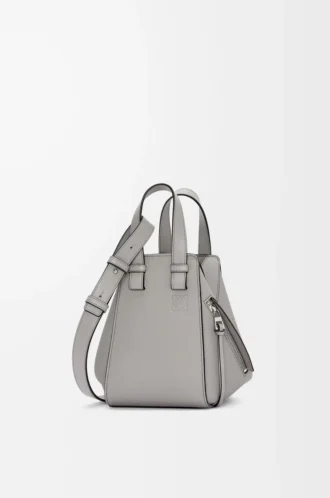 Yumuşak damarlı dana derisinden kompakt hamak çanta Pearl Grey