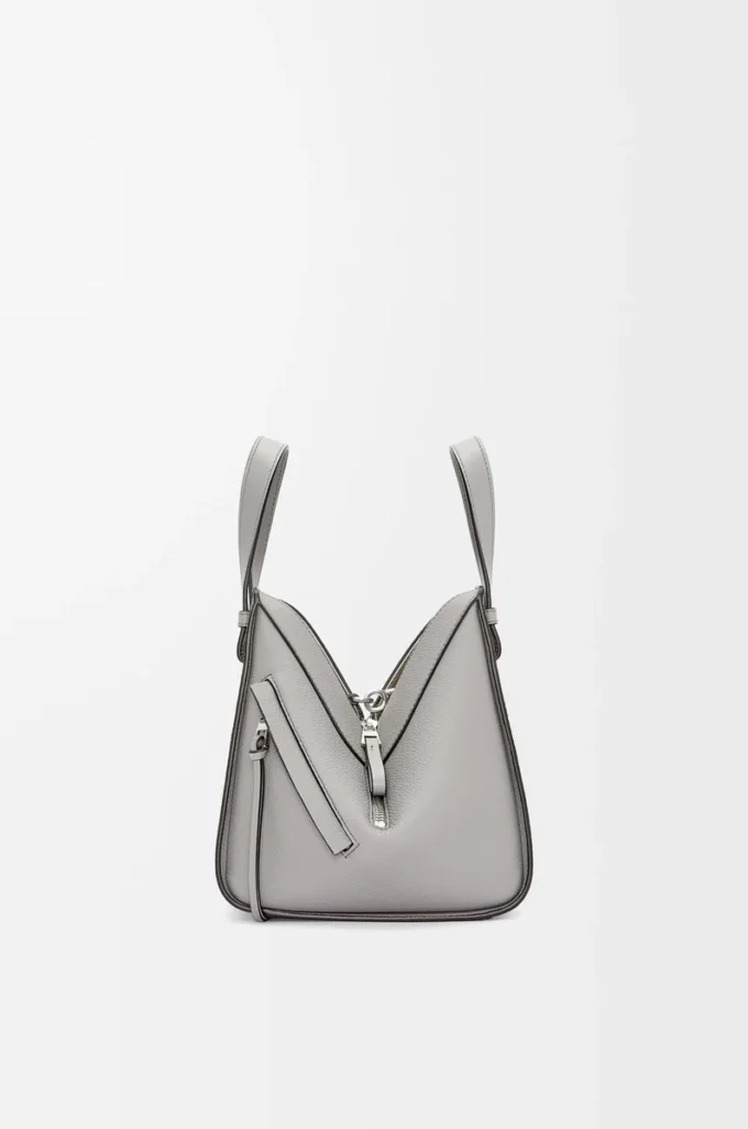 Yumuşak damarlı dana derisinden kompakt hamak çanta Pearl Grey