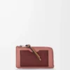Yumuşak damarlı dana derisinden yapılmış bozuk para kartlık Blush/Mahogany