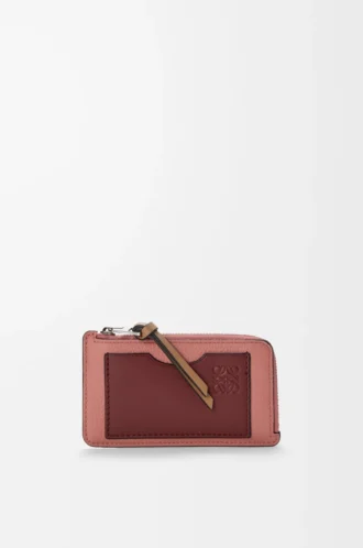 Yumuşak damarlı dana derisinden yapılmış bozuk para kartlık Blush/Mahogany