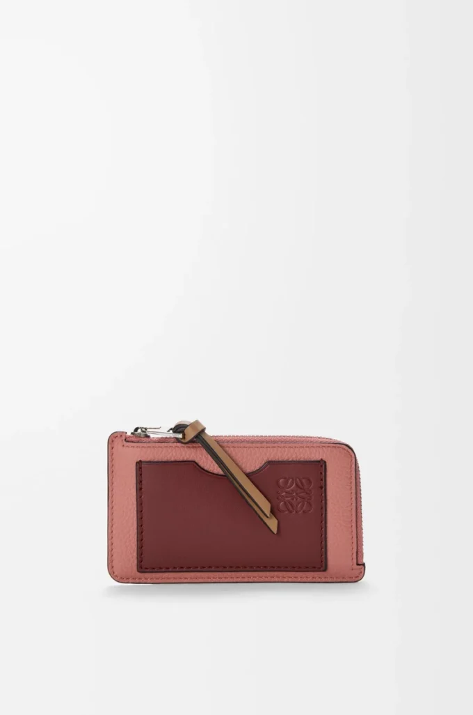 Yumuşak damarlı dana derisinden yapılmış bozuk para kartlık Blush/Mahogany
