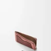 Yumuşak damarlı dana derisinden yapılmış bozuk para kartlık Blush/Mahogany