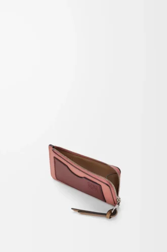 Yumuşak damarlı dana derisinden yapılmış bozuk para kartlık Blush/Mahogany