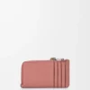 Yumuşak damarlı dana derisinden yapılmış bozuk para kartlık Blush/Mahogany