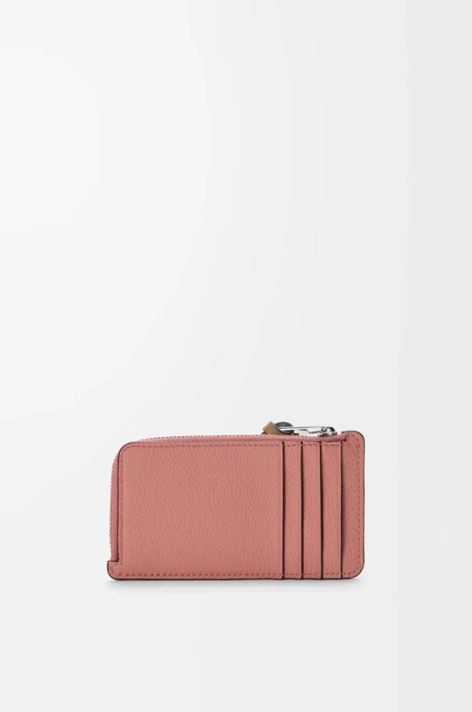Yumuşak damarlı dana derisinden yapılmış bozuk para kartlık Blush/Mahogany