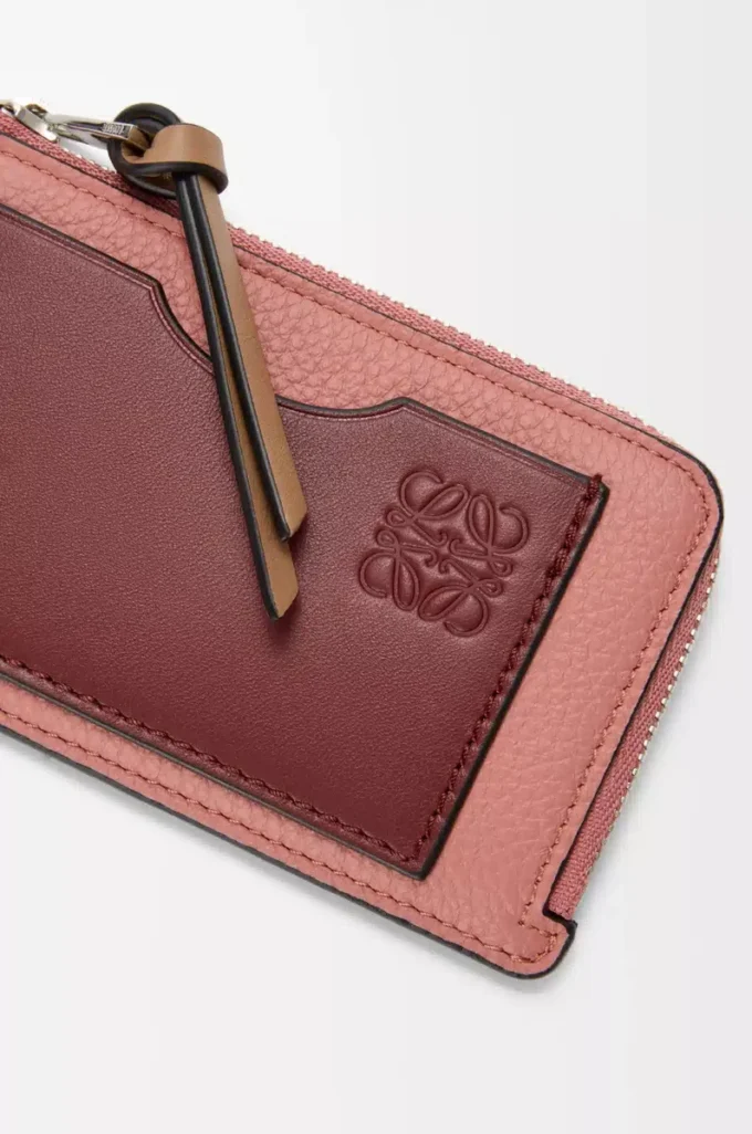 Yumuşak damarlı dana derisinden yapılmış bozuk para kartlık Blush/Mahogany