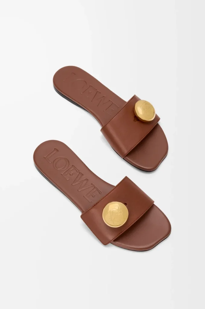 Yumuşak dana derisinden Pebble terlik Rust