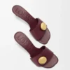 Yumuşak dana derisinden üretilmiş Pebble terlik, bordo