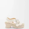 Yumuşak dana derisinden yapılmış petal espadrille platform sandalet    Beyaz