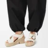 Yumuşak dana derisinden yapılmış petal espadrille platform sandalet    Beyaz