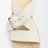 Yumuşak dana derisinden yapılmış petal espadrille platform sandalet    Beyaz