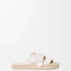 Yumuşak dana derisinden yapılmış petal espadrille terlik Beyaz