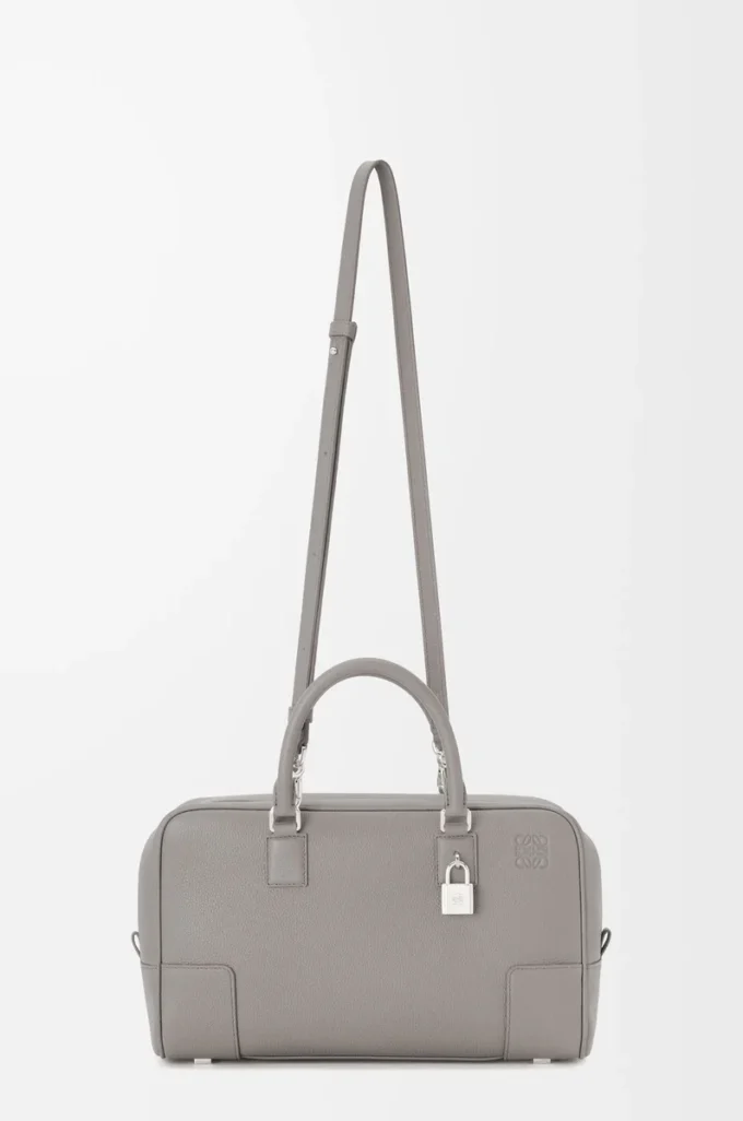 Yumuşak grenli dana derisinden Amazona 28 çanta Pearl Grey