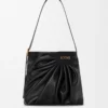 Yumuşak nappa kuzu derisinden drape tote Siyah
