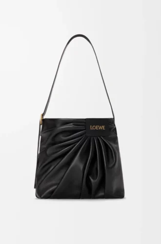 Yumuşak nappa kuzu derisinden drape tote Siyah