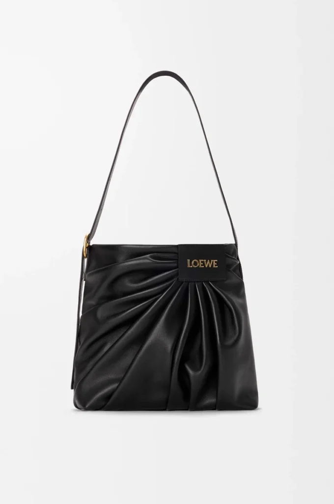 Yumuşak nappa kuzu derisinden drape tote Siyah