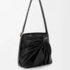 Yumuşak nappa kuzu derisinden drape tote Siyah