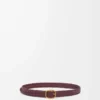 Yuvarlak, yumuşak dokuma dana derisi kemer Burgundy/Gold